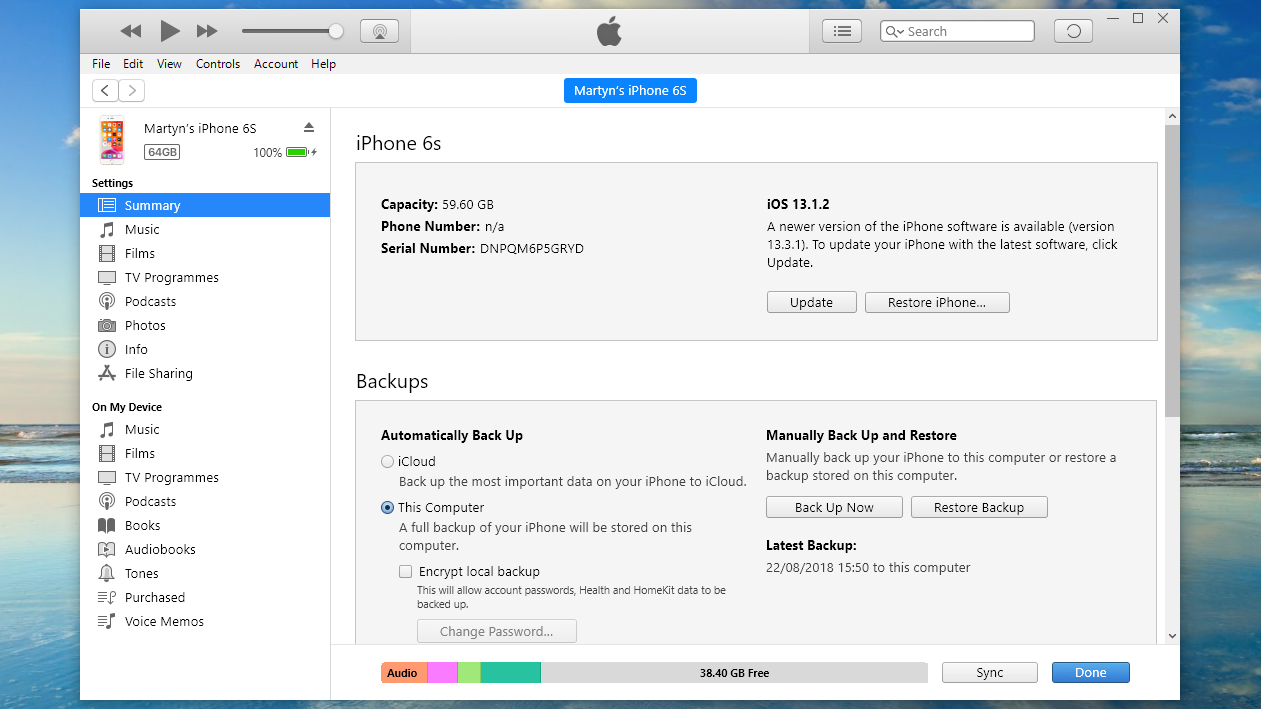 Cómo hacer una copia de seguridad del iPhone: copia de seguridad de iTunes