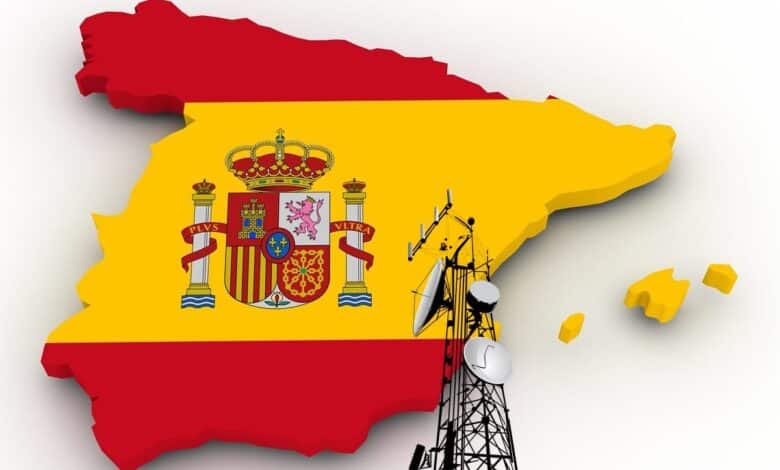 Mapa de España mostrando las antenas móviles y su distribución en el territorio