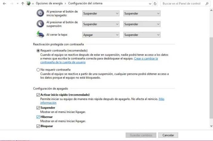 hibernación en Windows 10