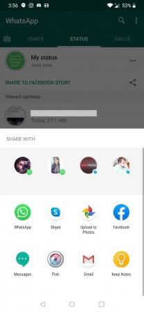 El estado de WhatsApp se puede compartir con Facebook Story y otras aplicaciones