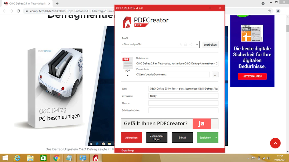 PDFCreator: Instrucciones para la impresora PDF, por ejemplo para 