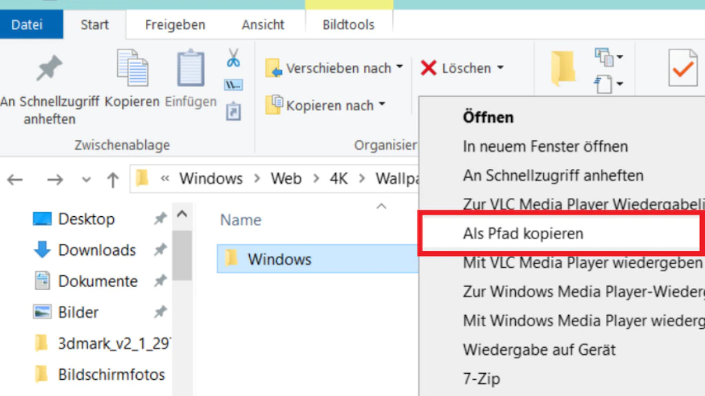 Windows: acceso directo de copia de ruta - para archivos y carpetas