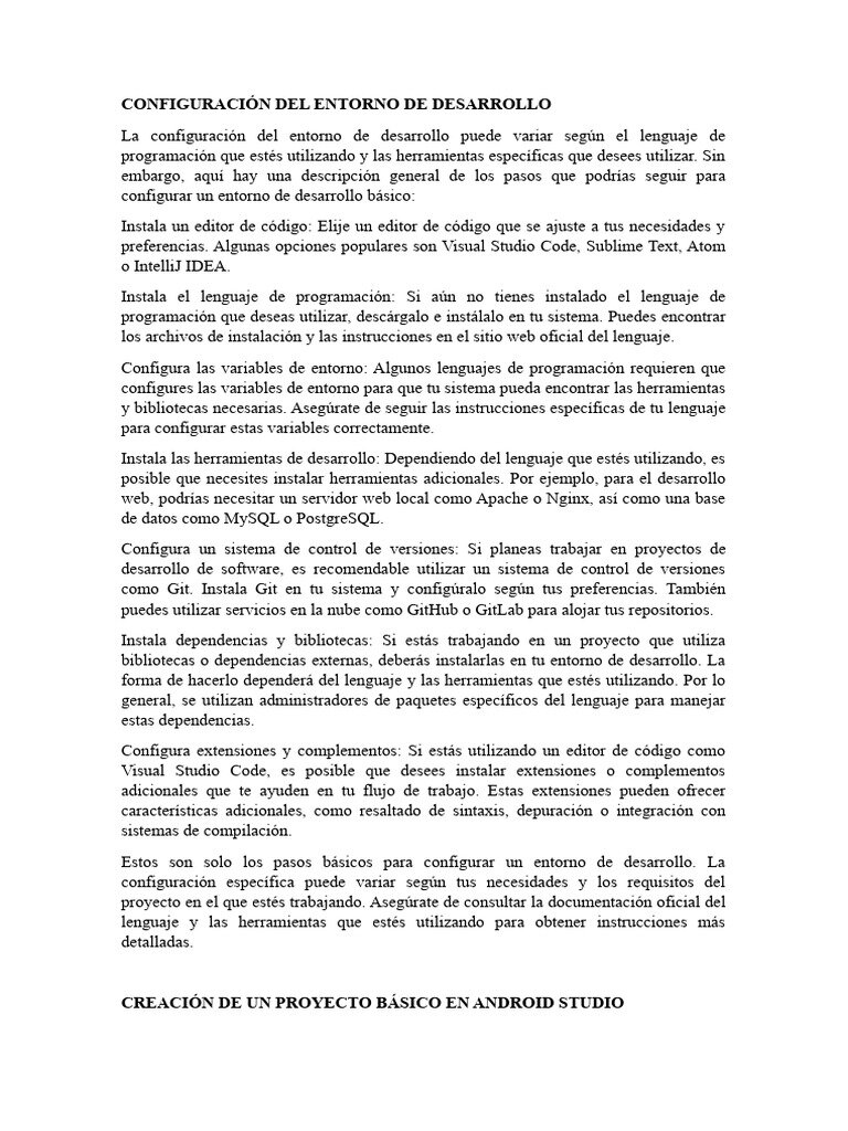Configuración del Entorno de Desarrollo