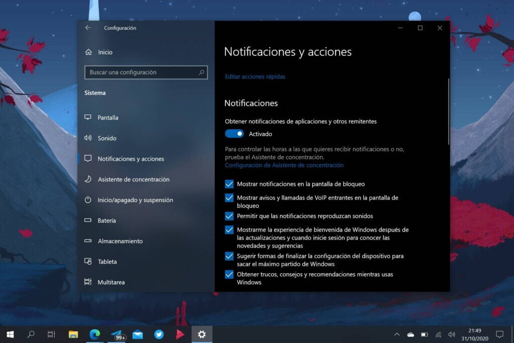 Gestiona las notificaciones en la computadora de escritorio