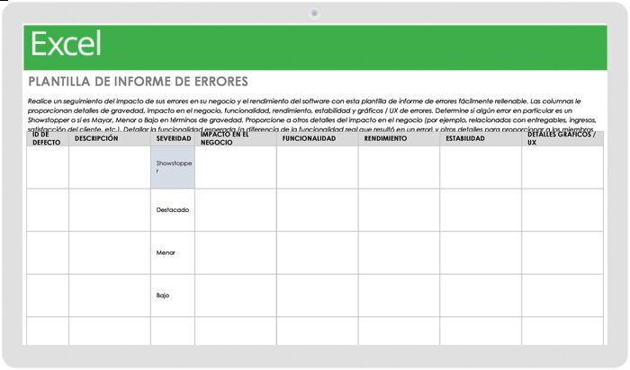 reporte de error