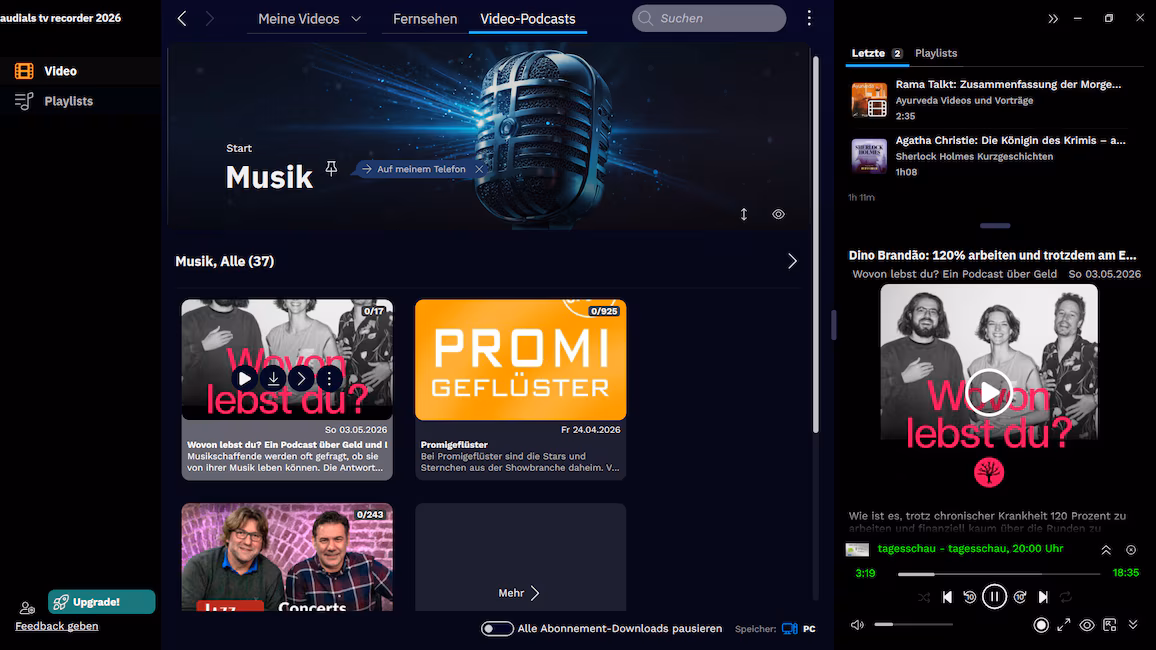 Audials TV Recorder 2026: descarga películas y series de televisión gratis 2 Podcast de vídeo de Audials